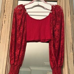 Going Out Red Lace Women's Top